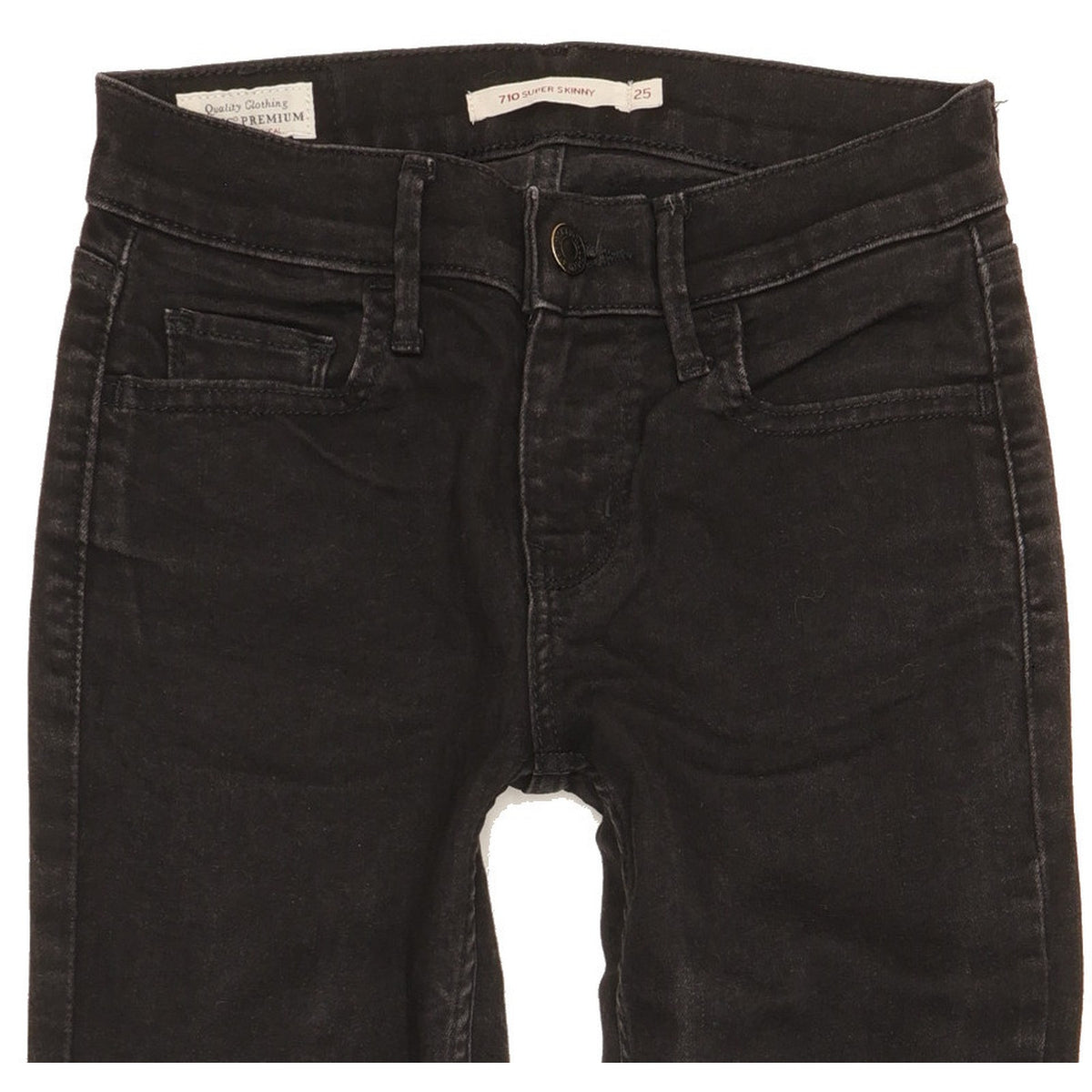 Levi's 710 Super Women Black Skinny Slim Stretch Jeans W25 L27
