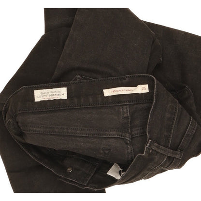 Levi's 710 Super Women Black Skinny Slim Stretch Jeans W25 L27