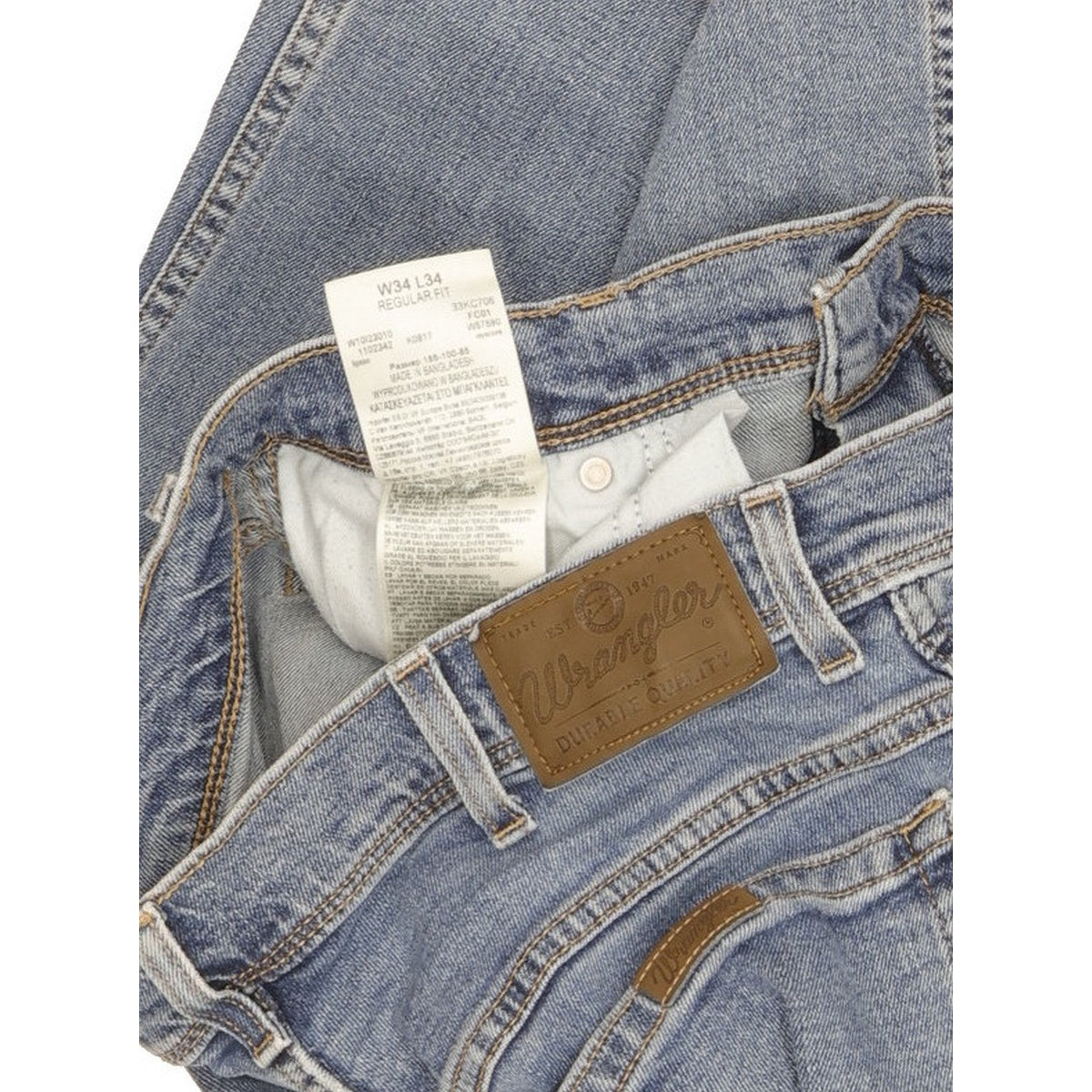 Wrangler Durable Quality Men Blue Straight Regular Stretch Jeans W34 L34
