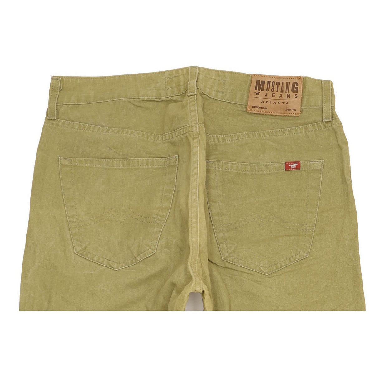 Mustang Atlanta Men Green Straight Regular Stretch Jeans W33 L31
