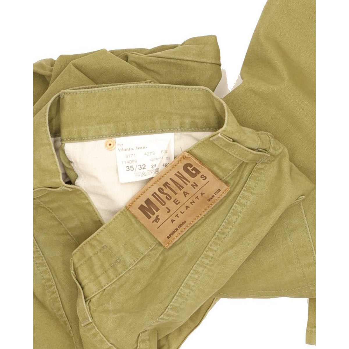 Mustang Atlanta Men Green Straight Regular Stretch Jeans W33 L31