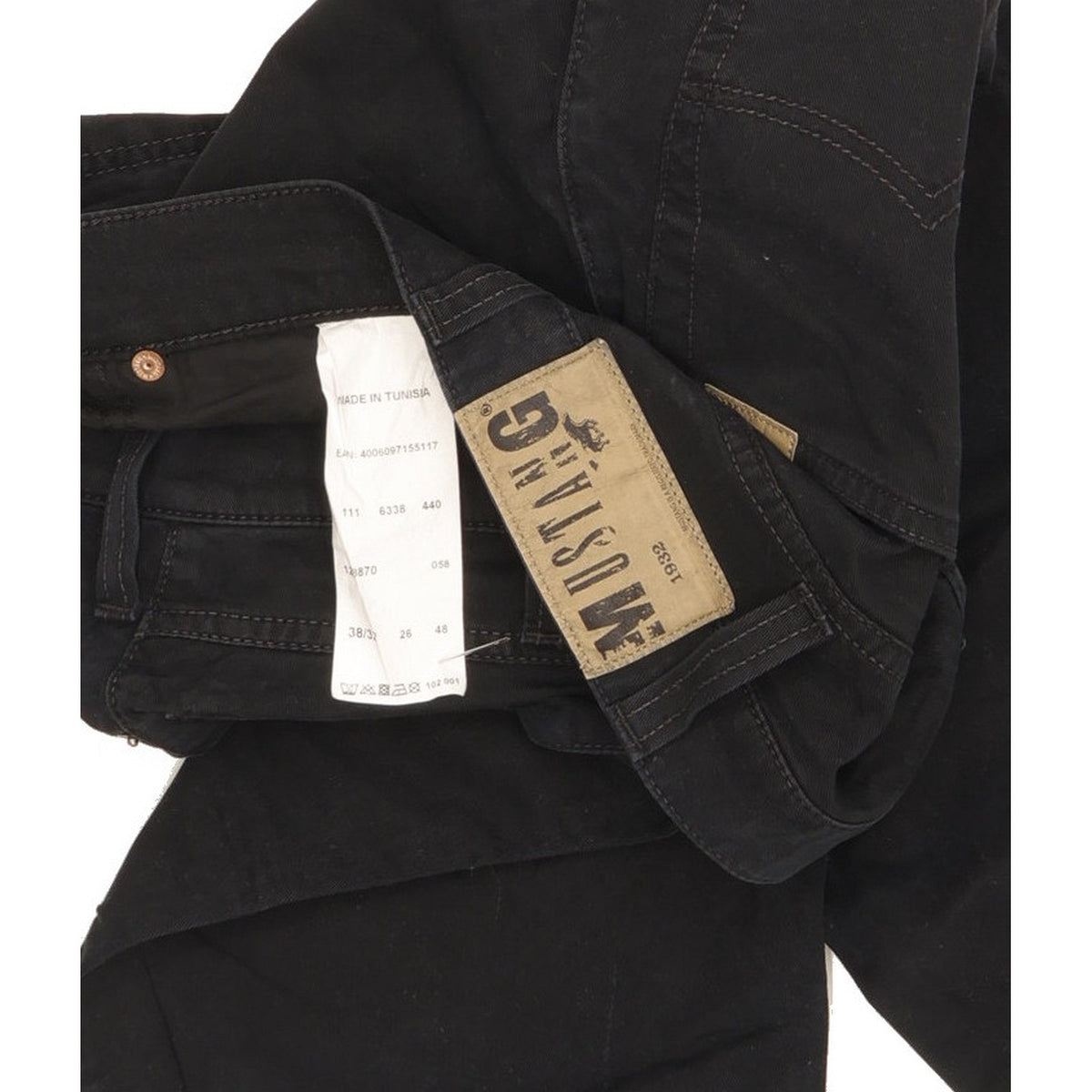 Mustang Men Black Straight Regular Stretch Jeans W38 L32