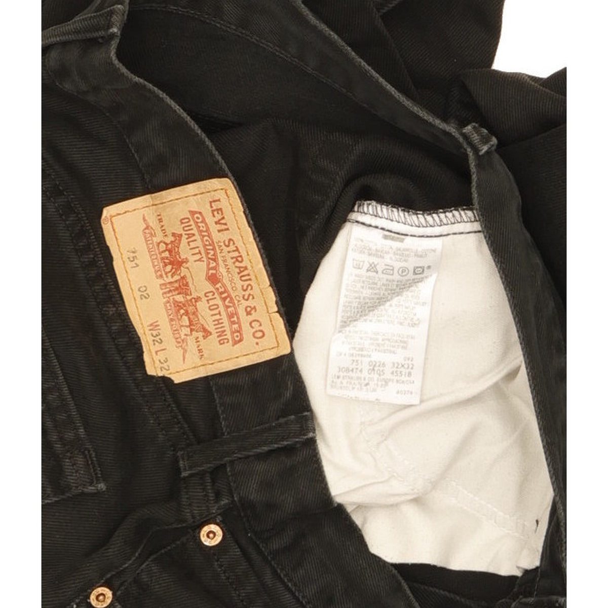 Levi's 751 Men Black Straight Regular Jeans W32 L32