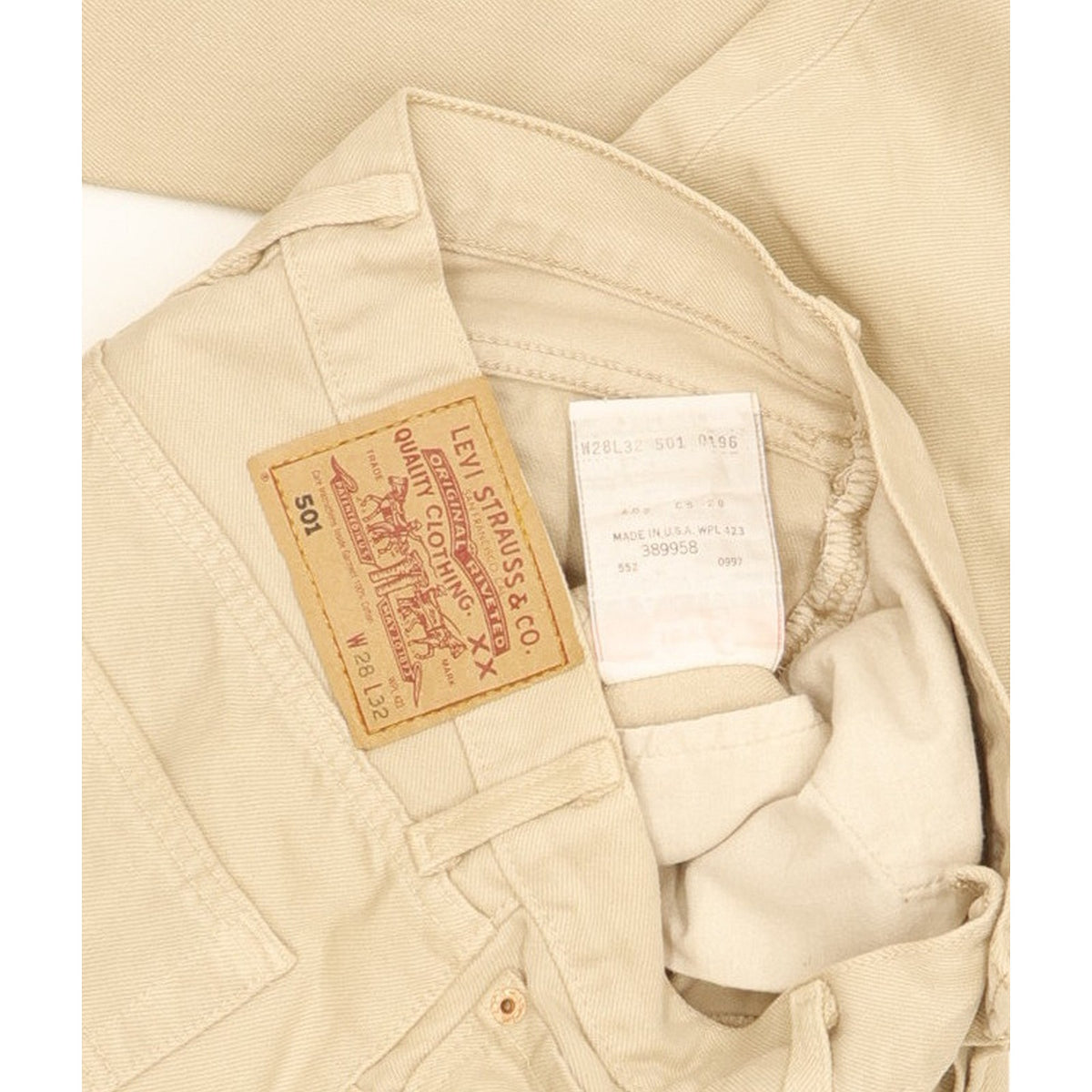 Levi's 501 Made in USA Men Beige Straight Regular Jeans W28 L31