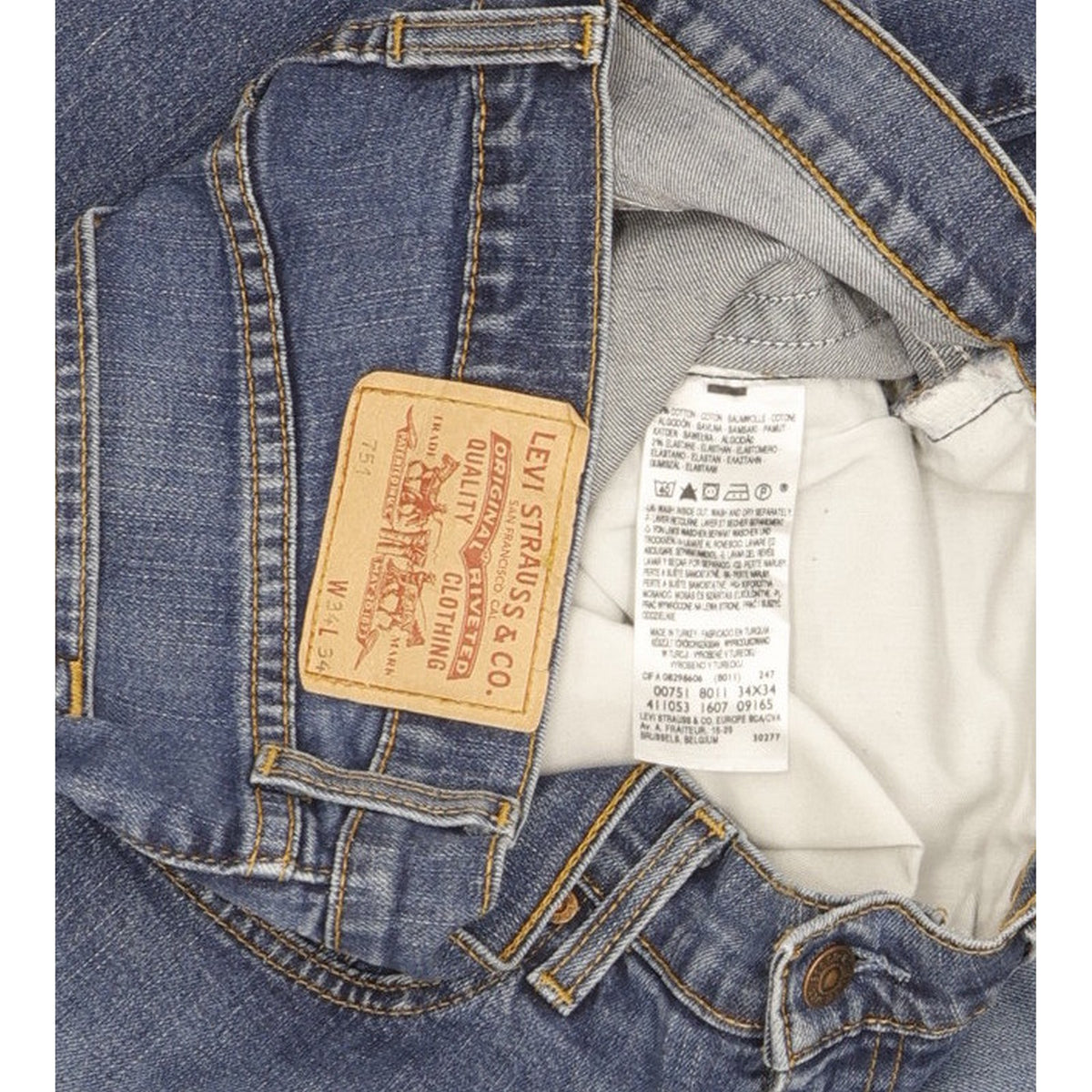 Levi's 751 Men Blue Straight Regular Stretch Jeans W34 L32