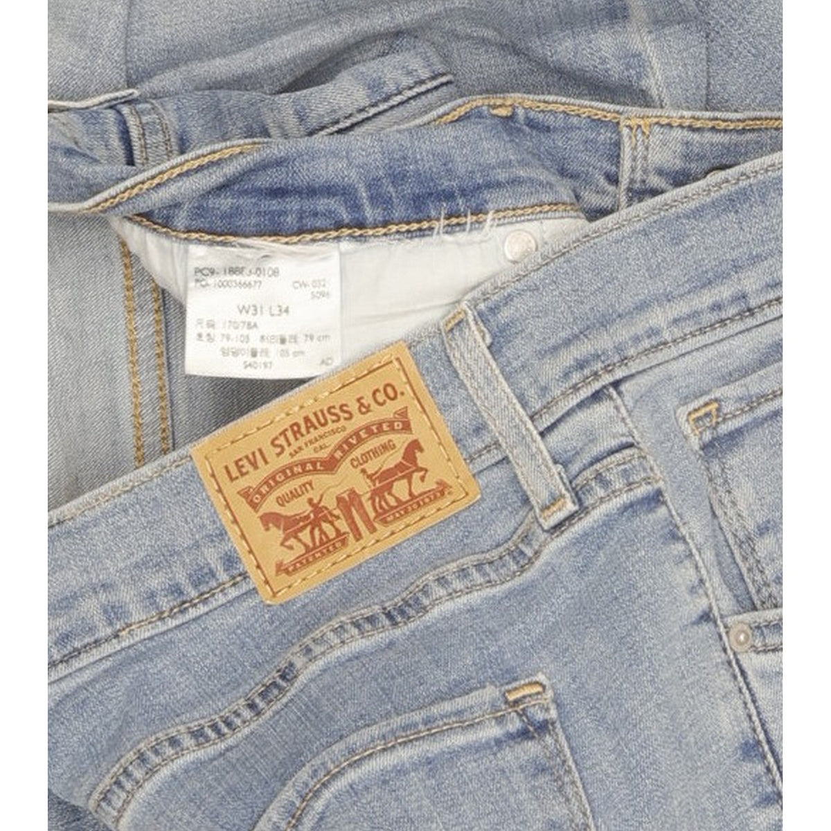 Levi's Blue Straight Slim Stretch Jeans High Waisted W31 L33