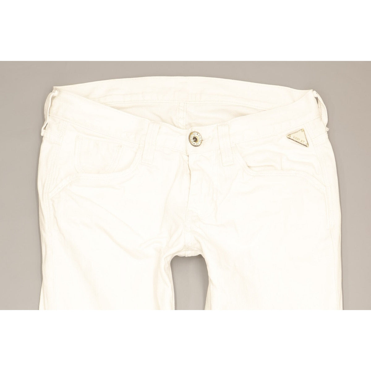 Replay Women White Straight Slim Stretch Jeans W28 L33
