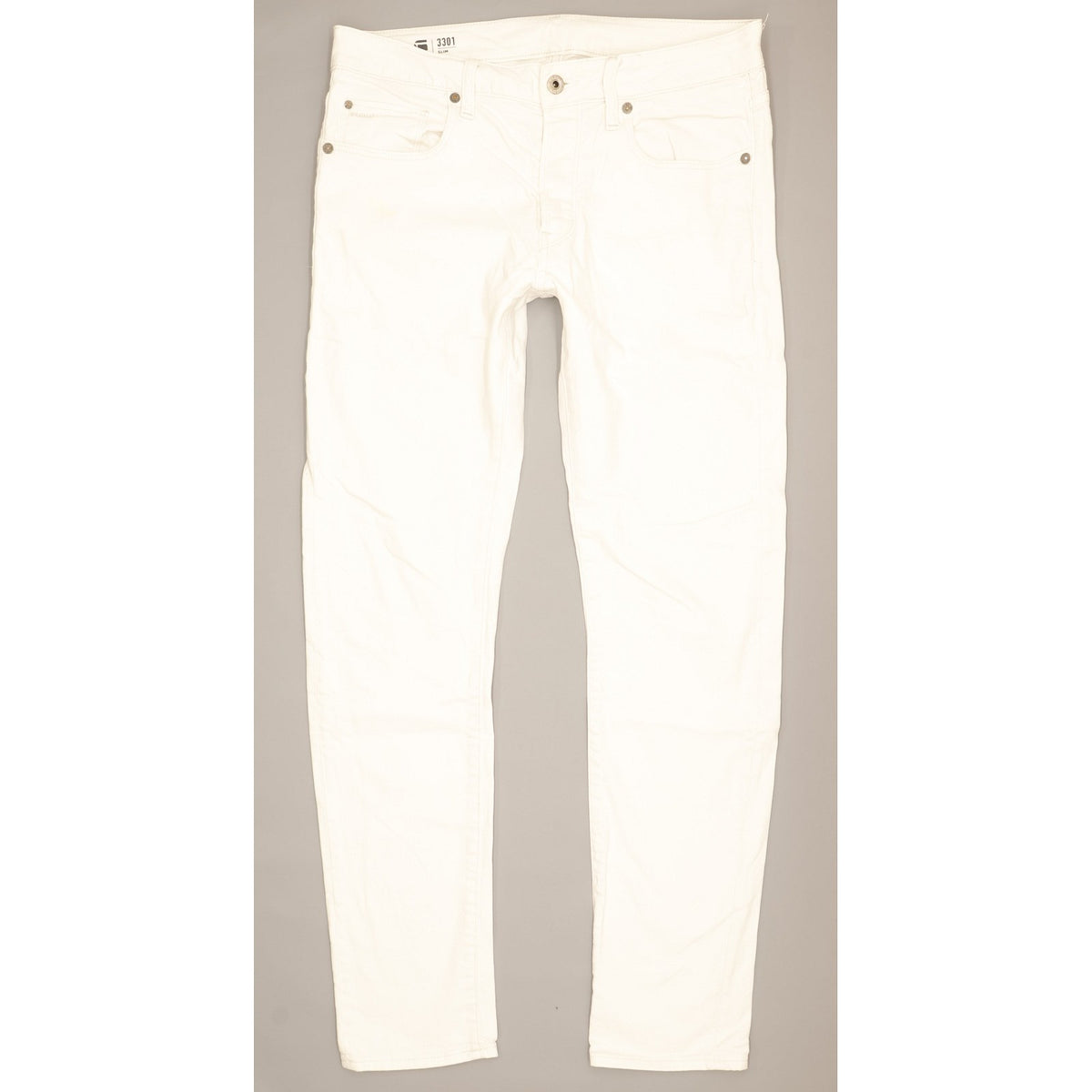 G-Star 3301 Men White Straight Slim Stretch Jeans W30 L31
