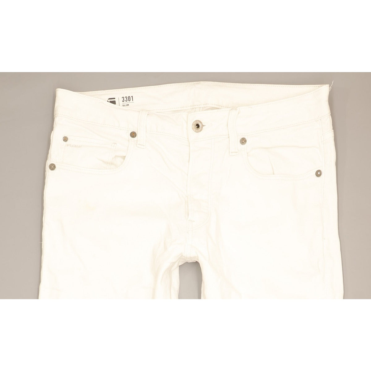G-Star 3301 Men White Straight Slim Stretch Jeans W30 L31