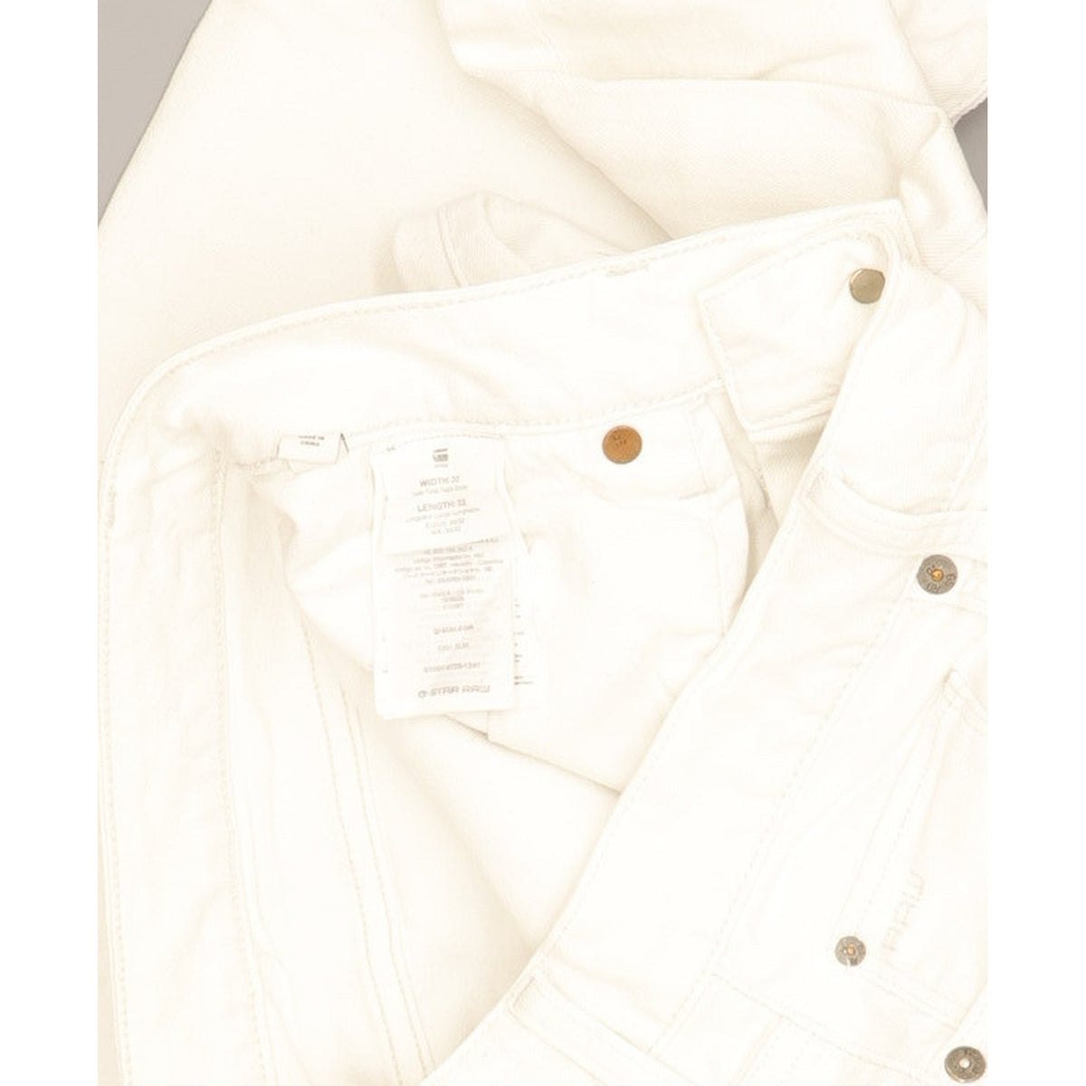 G-Star 3301 Men White Straight Slim Stretch Jeans W30 L31
