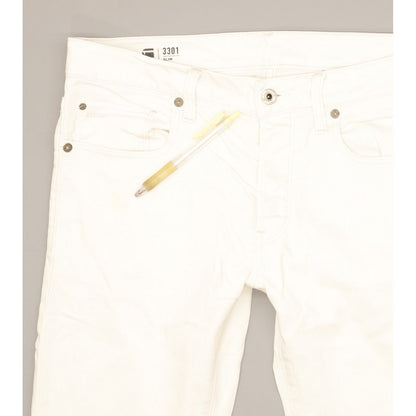 G-Star 3301 Men White Straight Slim Stretch Jeans W30 L31