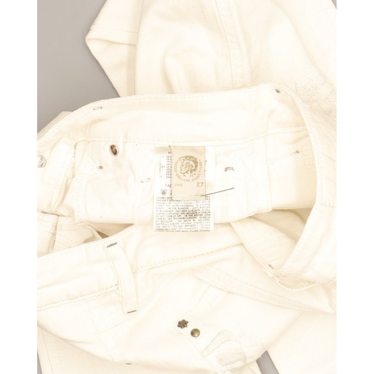 Diesel Lhela Women White Straight Slim Stretch Jeans W27 L34