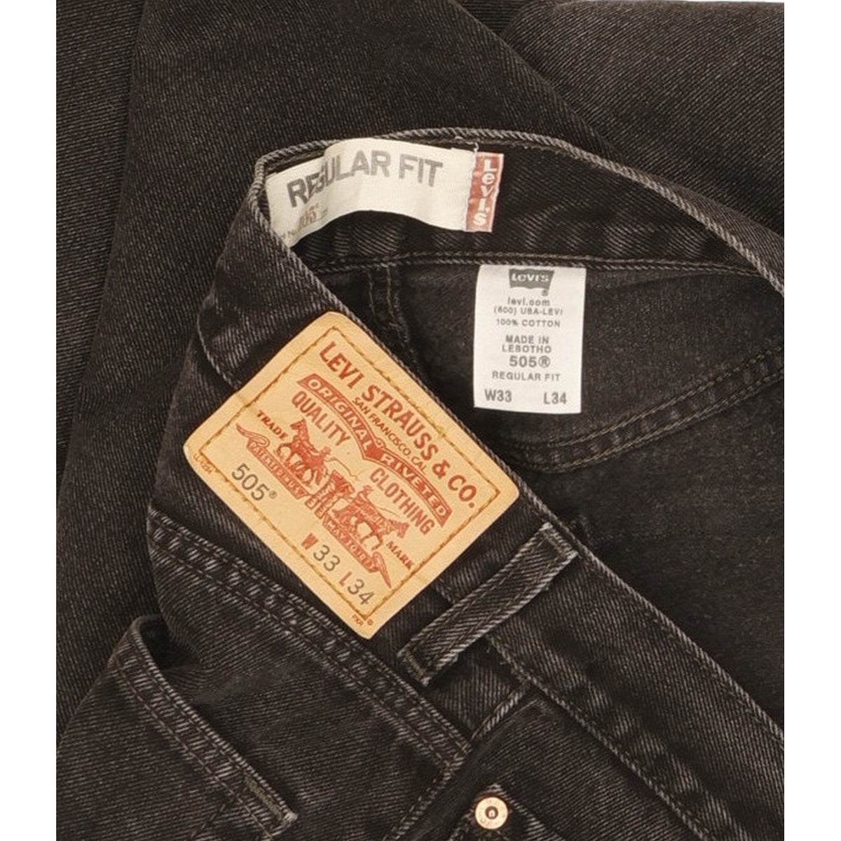 Levi's 505 Men Black Straight Regular Jeans W33 L27