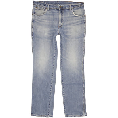 Wrangler Durable Quality Men Blue Straight Regular Stretch Jeans W38 L32