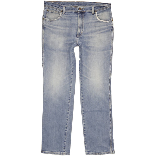 Wrangler Durable Quality Men Blue Straight Regular Stretch Jeans W38 L32
