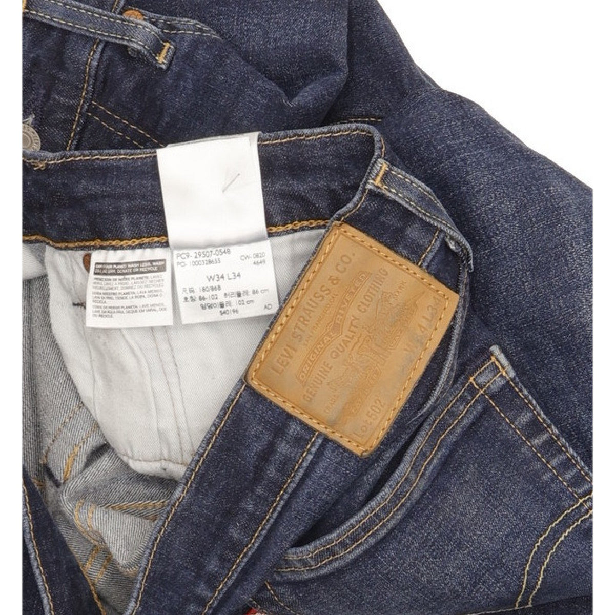 Levi's 502 Men Blue Tapered Regular Stretch Jeans W34 L32