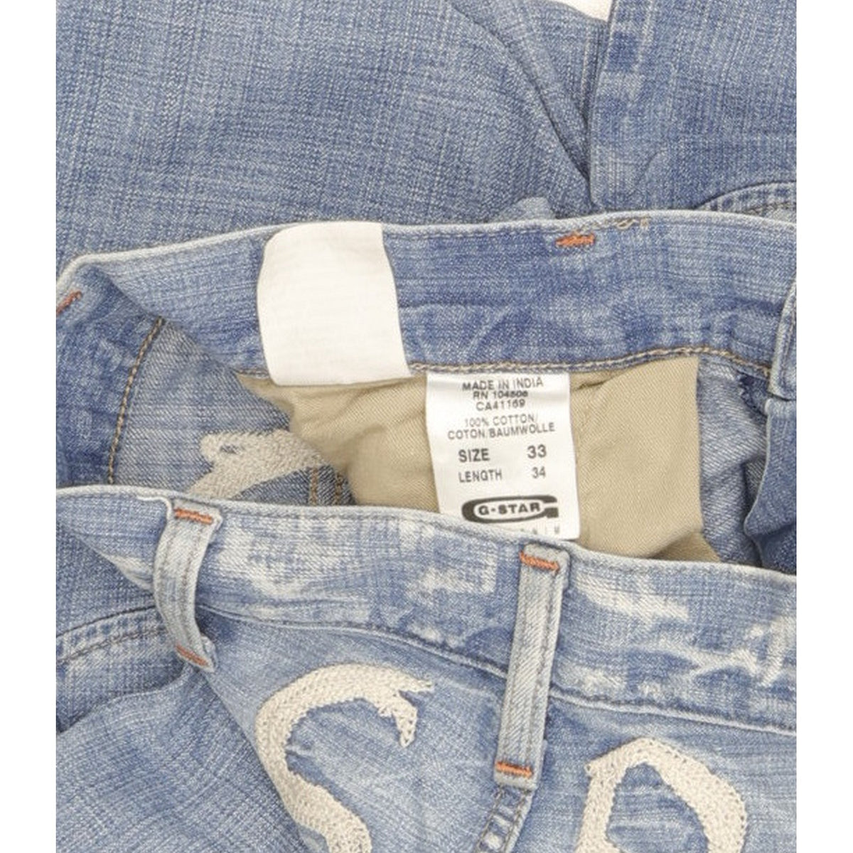 G-Star Elwood Crash Men Blue Straight Regular Jeans W33 L33