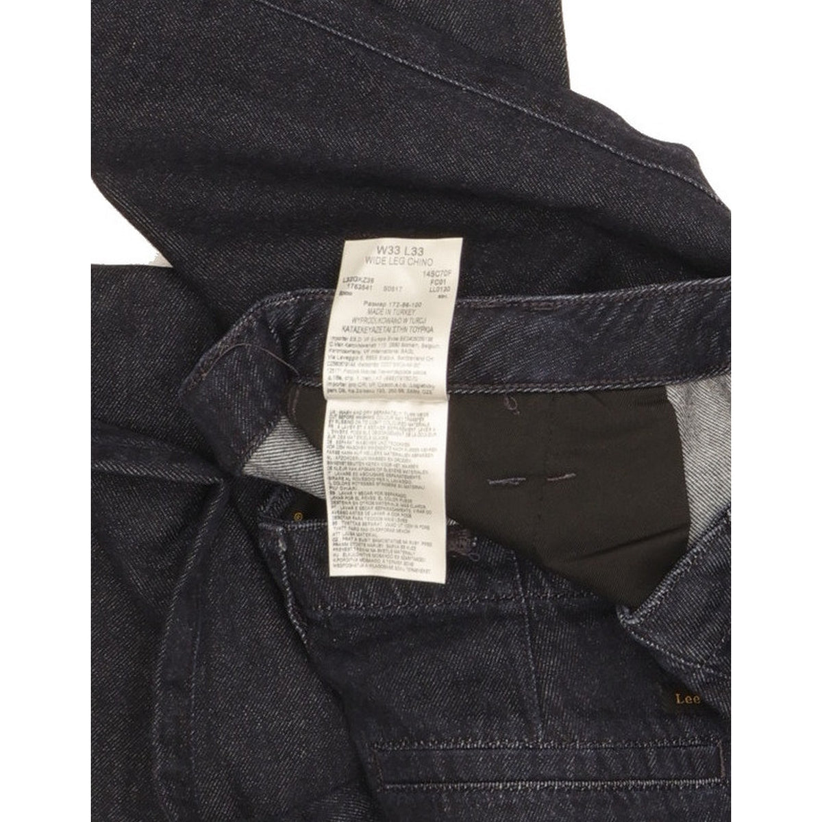 Lee Men Navy Wide-Leg Regular Chino Stretch Jeans W33 L32