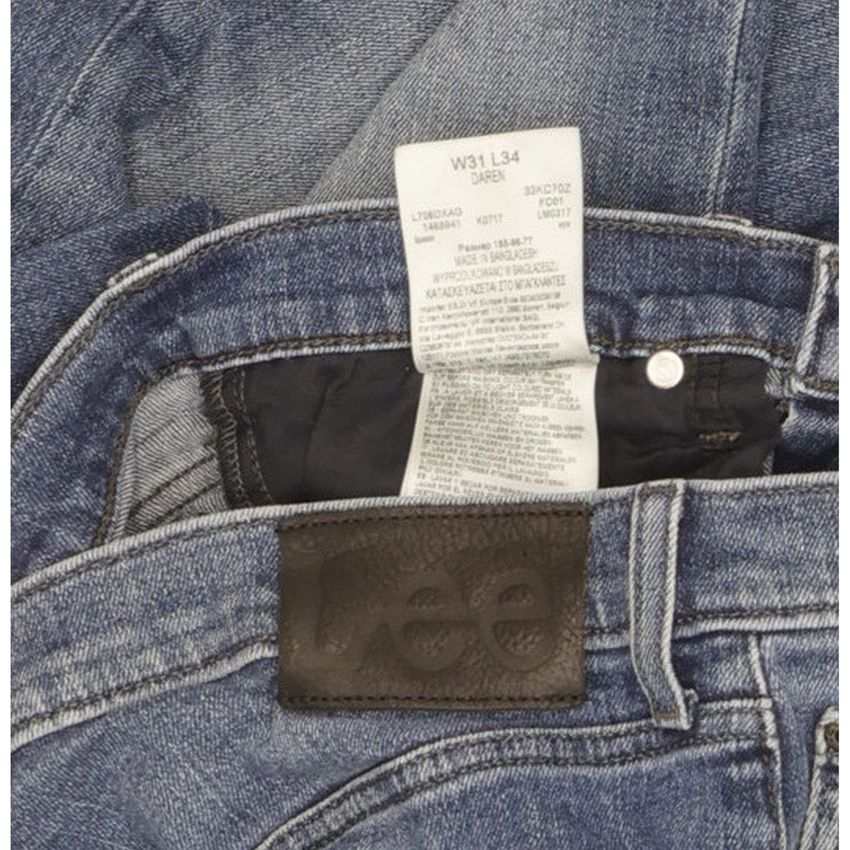 Lee Daren Men Blue Straight Slim Stretch Jeans W31 L32