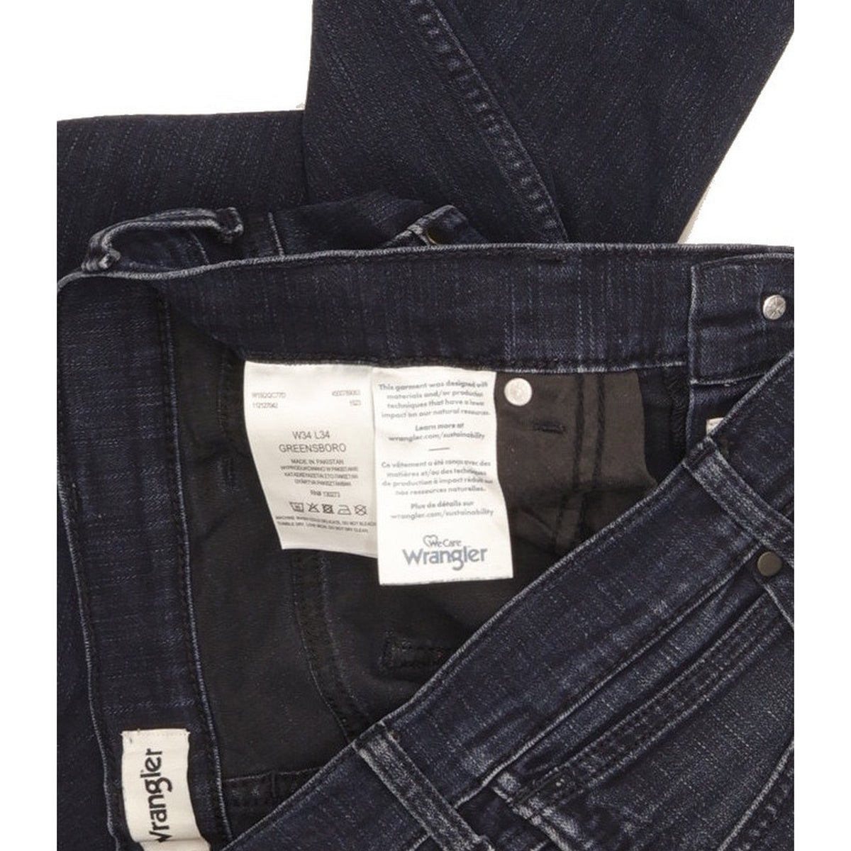 Wrangler Greensboro Men Blue Straight Regular Stretch Jeans W34 L32