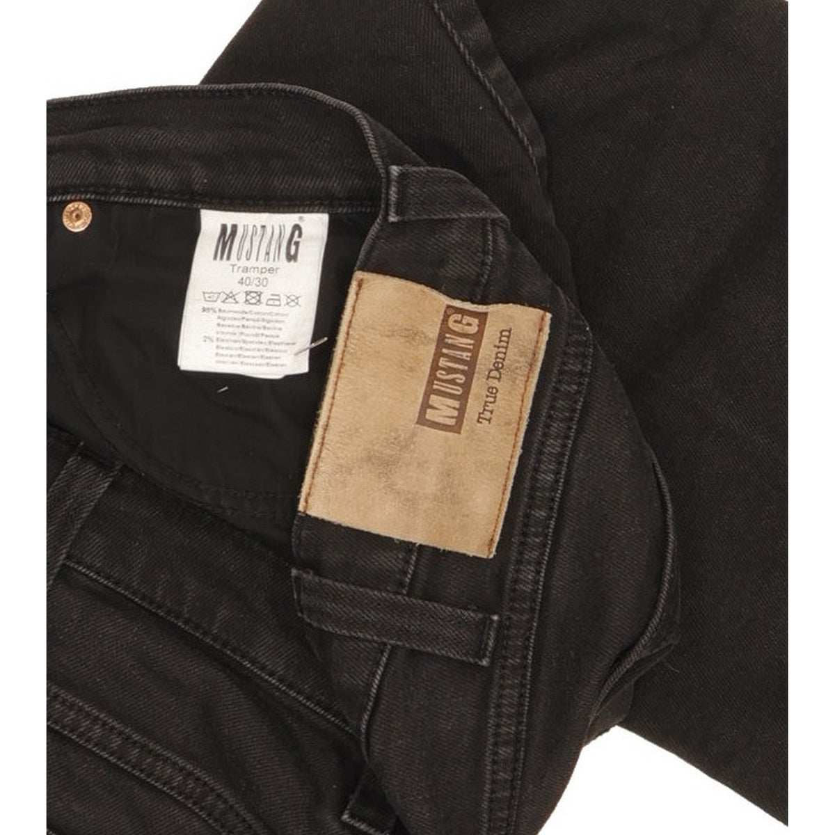 Mustang Tramper Men Black Straight Slim Stretch Jeans W40 L27