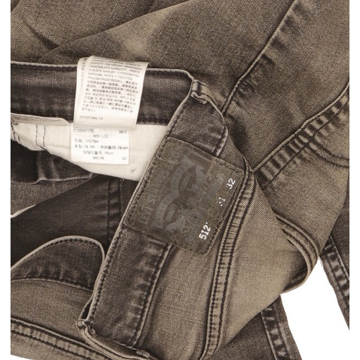 Levi's 512 Men Grey Tapered Slim Stretch Jeans W31 L29