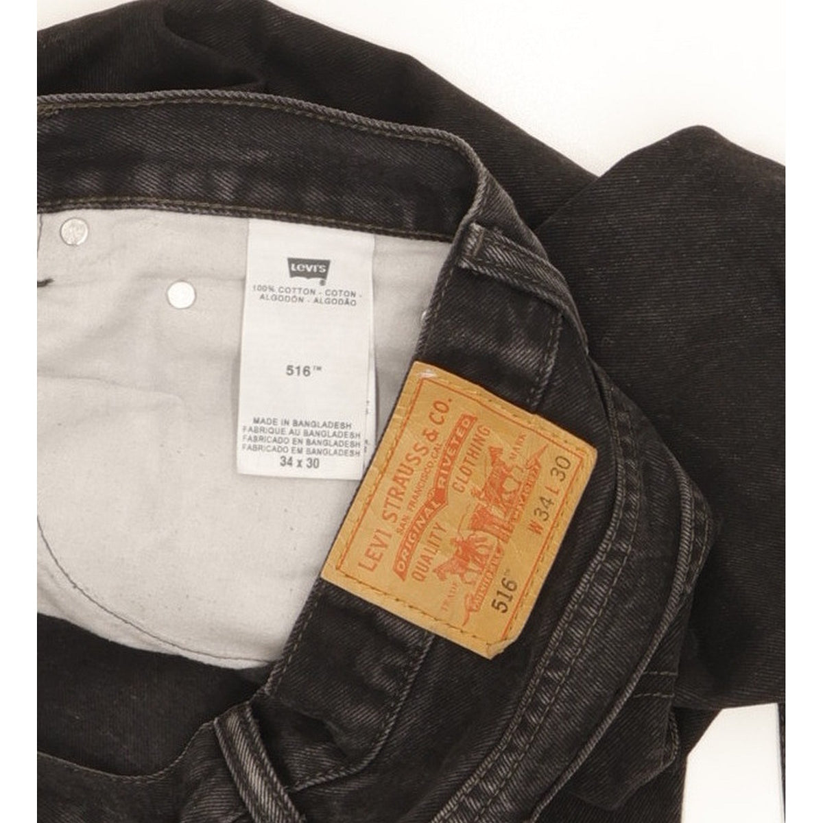 Levi's 516 Men Black Straight Regular Jeans W34 L30