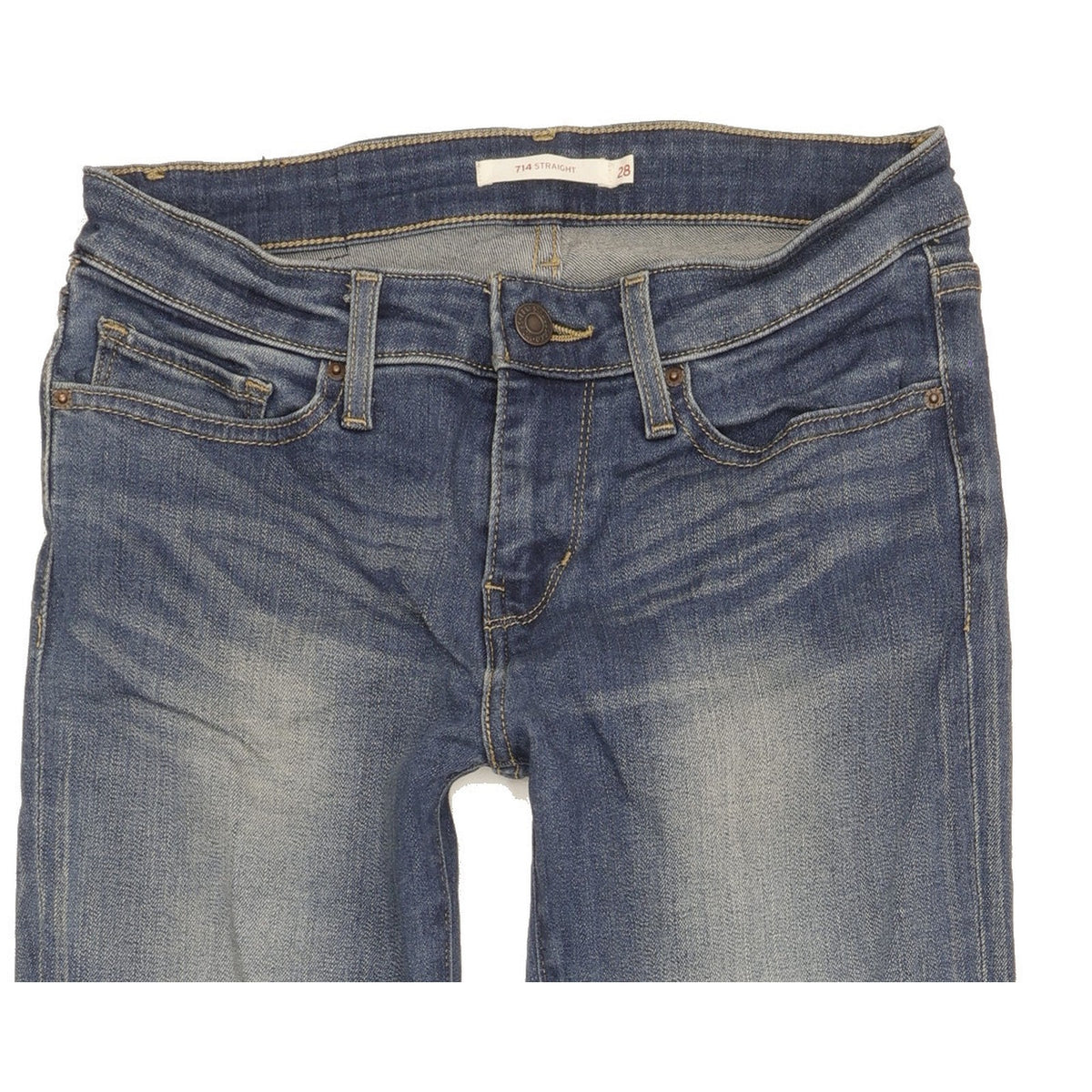 Levi's 714 Women Blue Straight Slim Stretch Jeans W28 L32