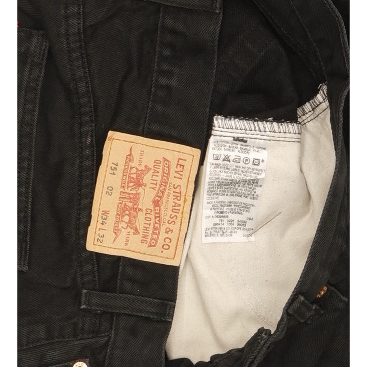 Levi's 751 Men Black Straight Regular Jeans W34 L32
