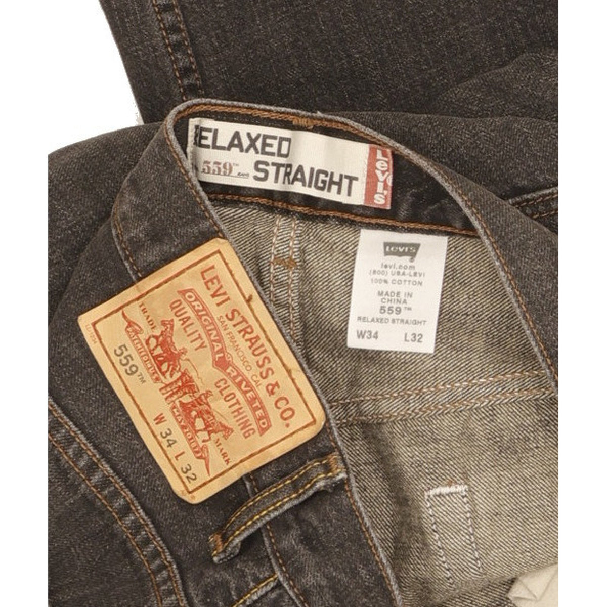 Levi's 559 Men Black Straight Relaxed Jeans W34 L32