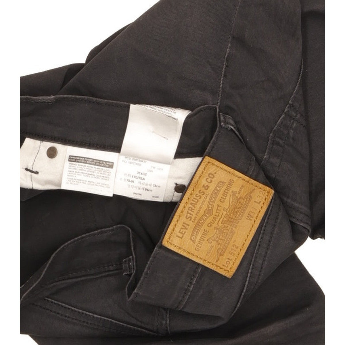 Levi's 512 Men Black Tapered Slim Stretch Jeans W31 L31