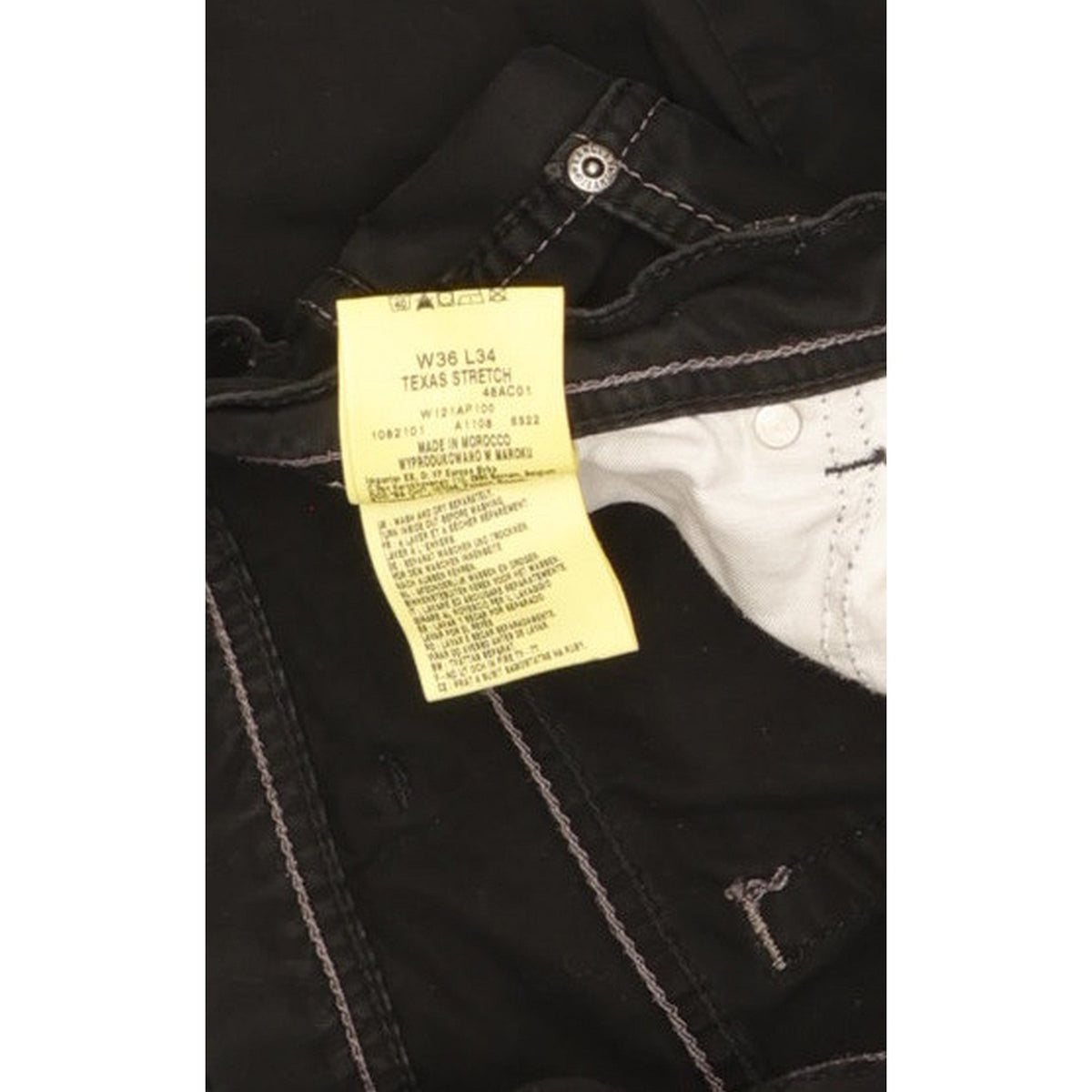 Wrangler Texas Men Black Straight Regular Stretch Jeans W36 L34