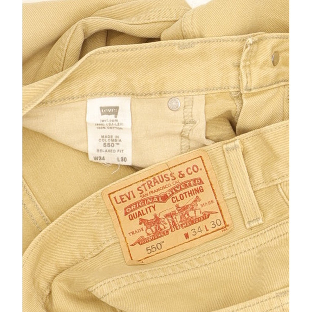 Levi's 550 Men Beige Straight Relaxed Jeans W34 L30