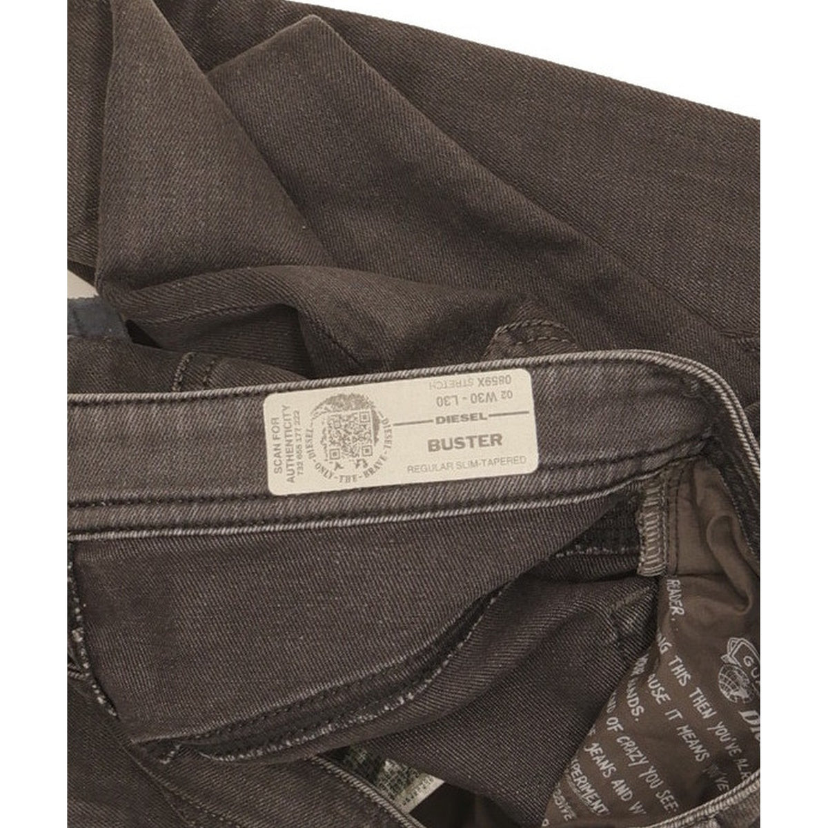 Diesel Buster Men Grey Tapered Slim Stretch Jeans W30 L26