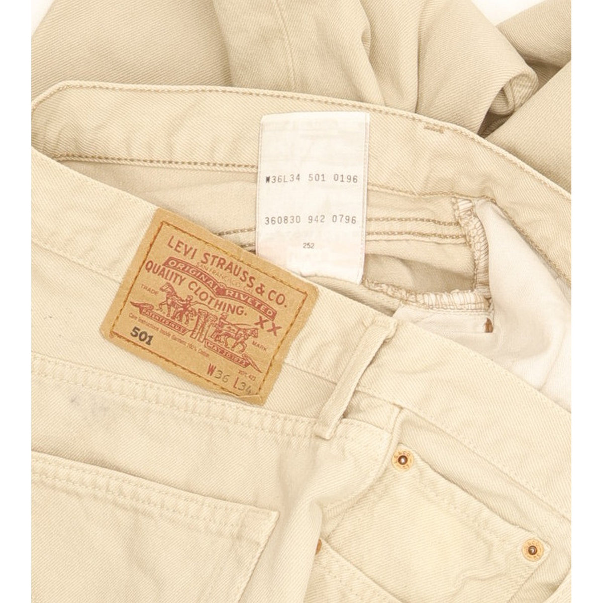 Levi's 501 Men Beige Straight Regular Jeans W35 L34