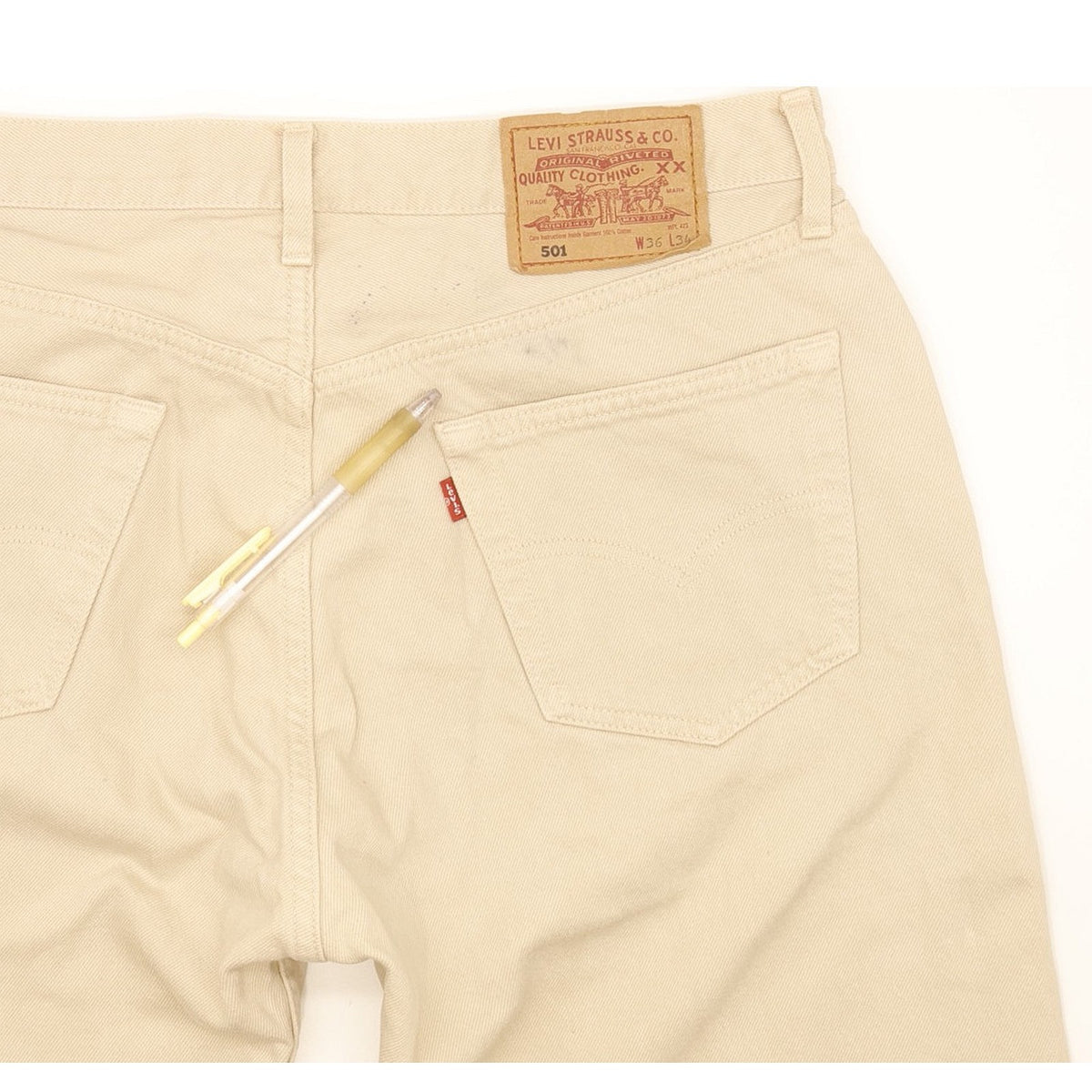 Levi's 501 Men Beige Straight Regular Jeans W35 L34