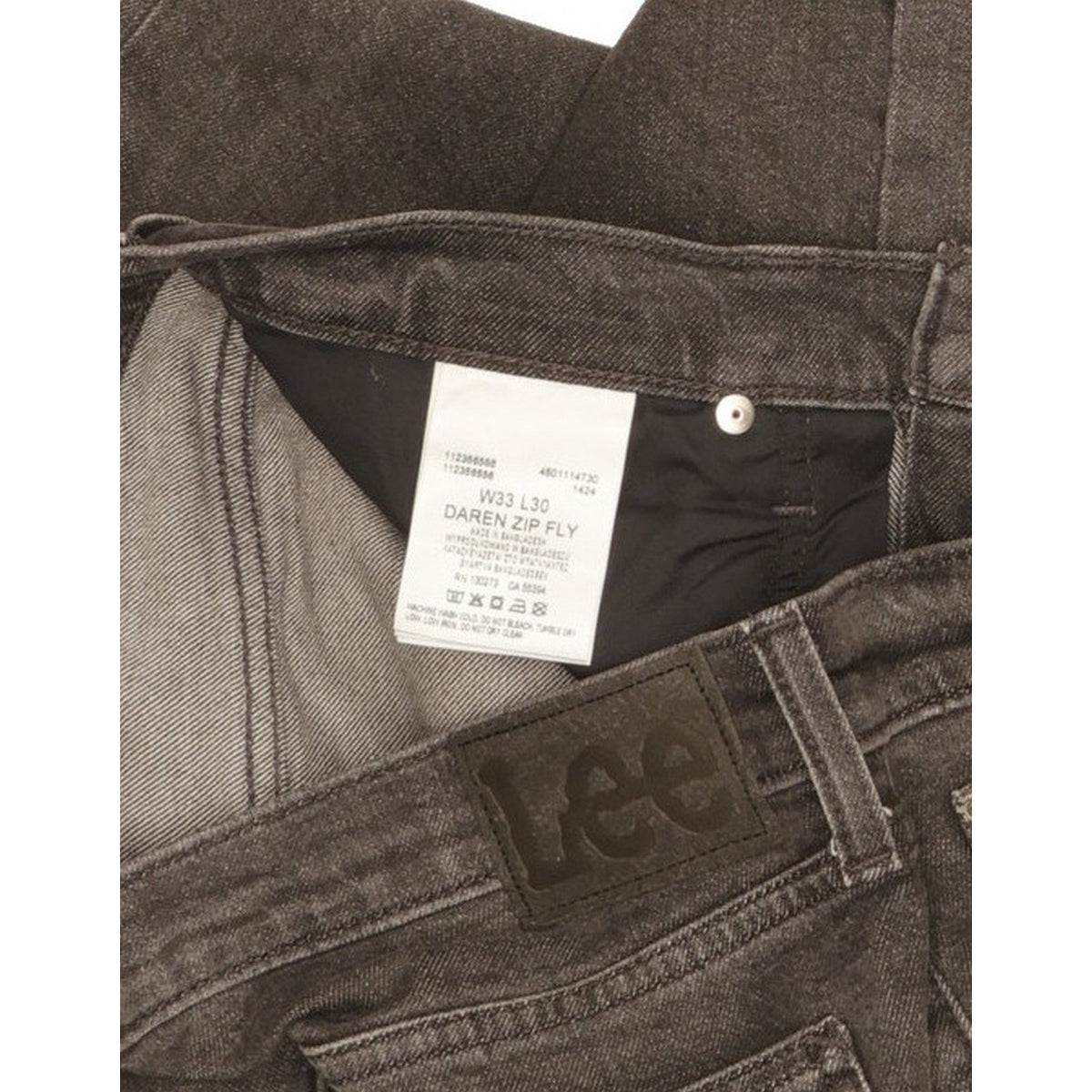 Lee Daren Men Grey Straight Slim Stretch Jeans W33 L30