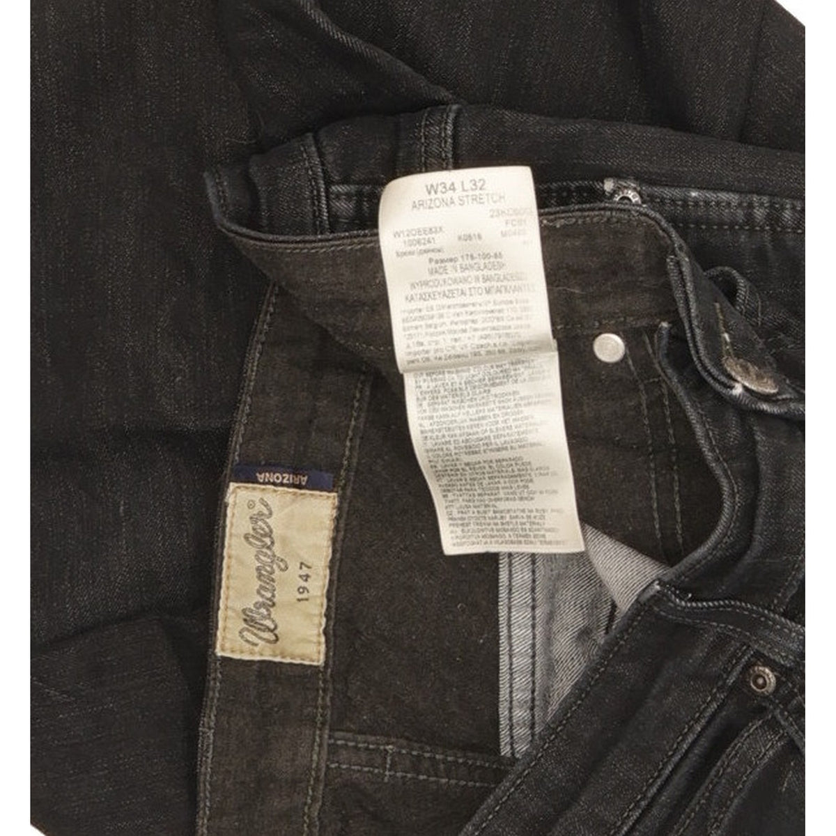 Wrangler Arizona Men Black Straight Regular Stretch Jeans W34 L32