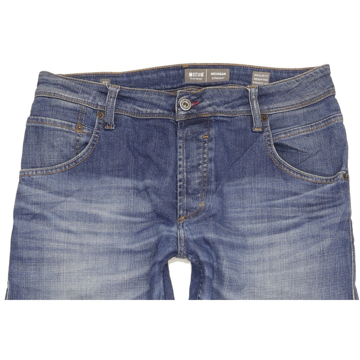 Mustang Michigan Men Blue Straight Regular Stretch Jeans W34 L30