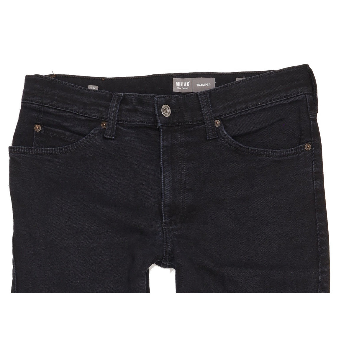Mustang Tramper Men Black Straight Slim Stretch Jeans W34 L29