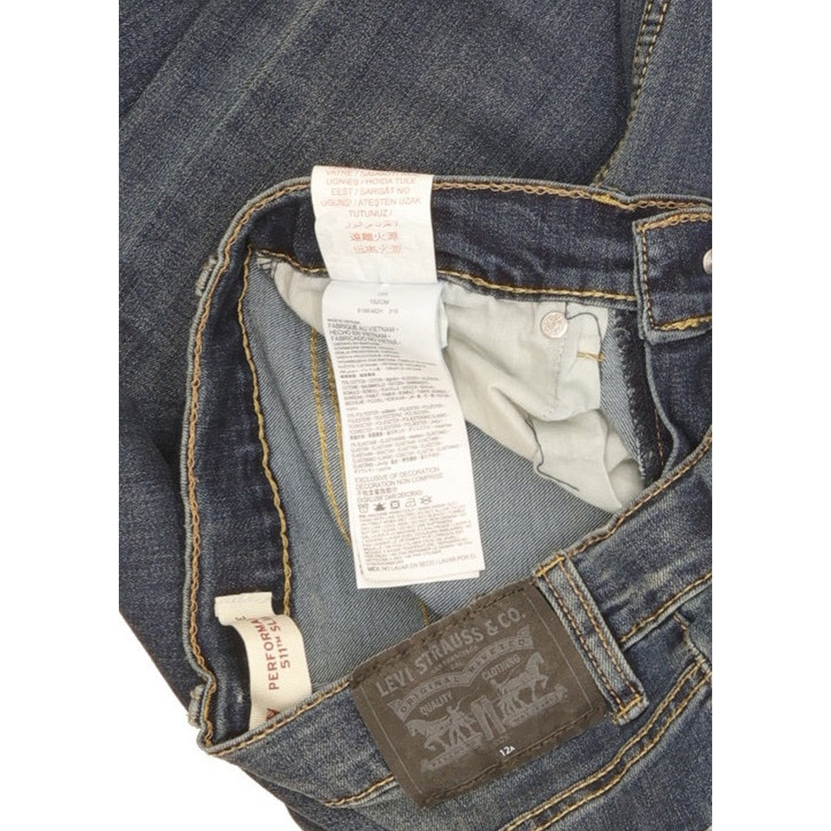 Levi's 511 Kids Blue Straight Slim Stretch Jeans W26 L28