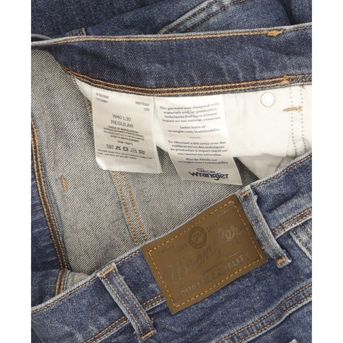 Wrangler Durable Quality Men Blue Straight Regular Stretch Jeans W40 L29