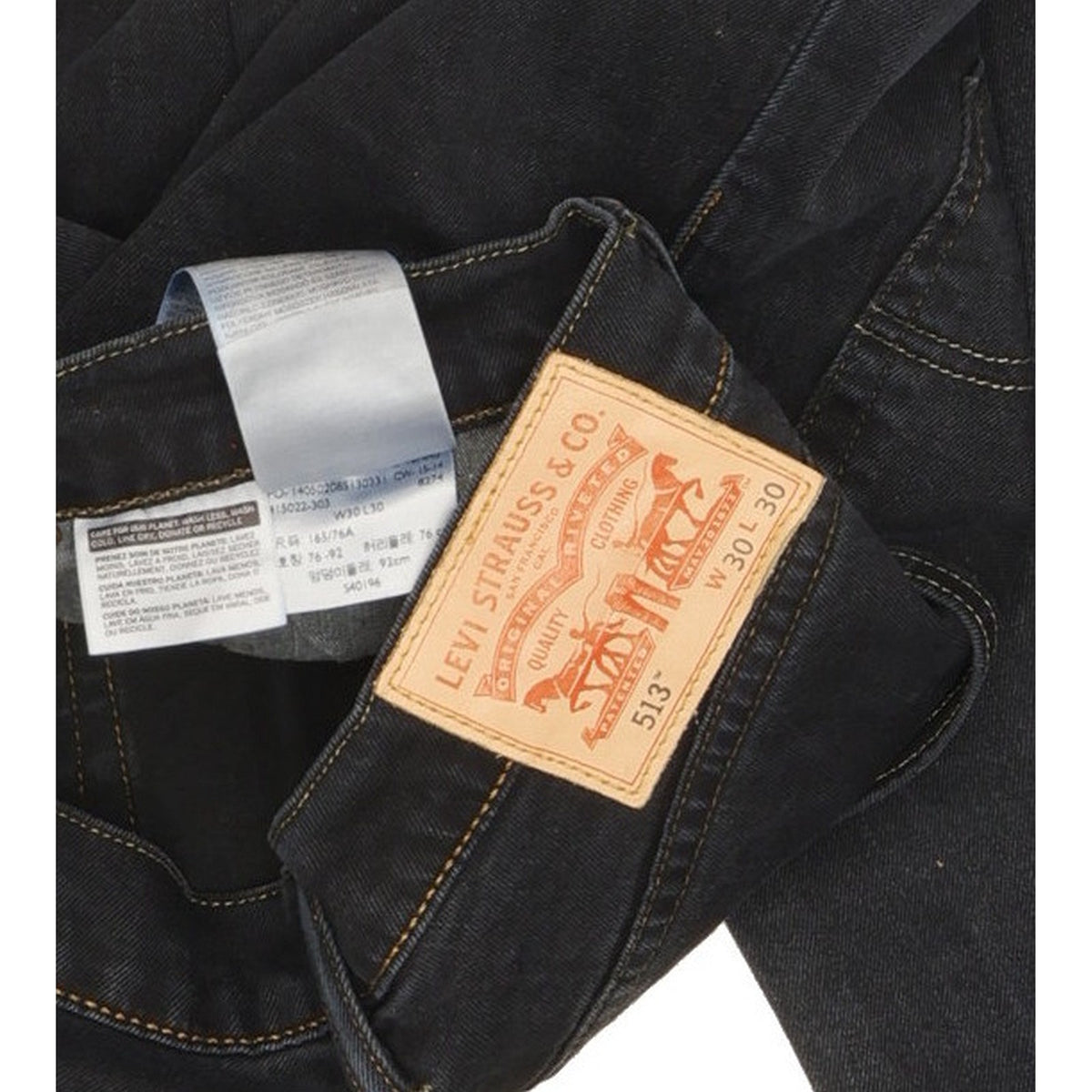 Levi's 513 Men Black Straight Regular Stretch Jeans W30 L29