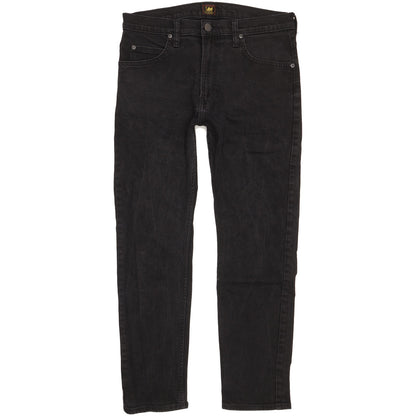 Lee Rider Men Black Straight Slim Stretch Jeans W32 L28