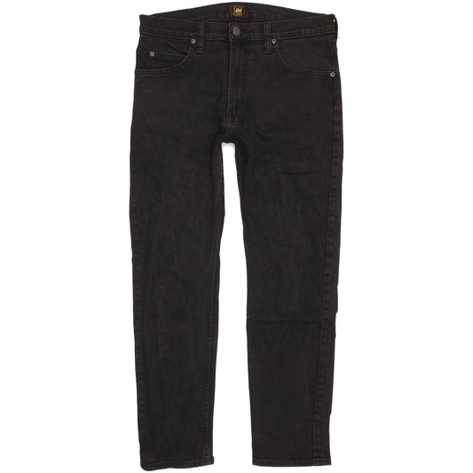 Lee Rider Men Black Straight Slim Stretch Jeans W32 L28