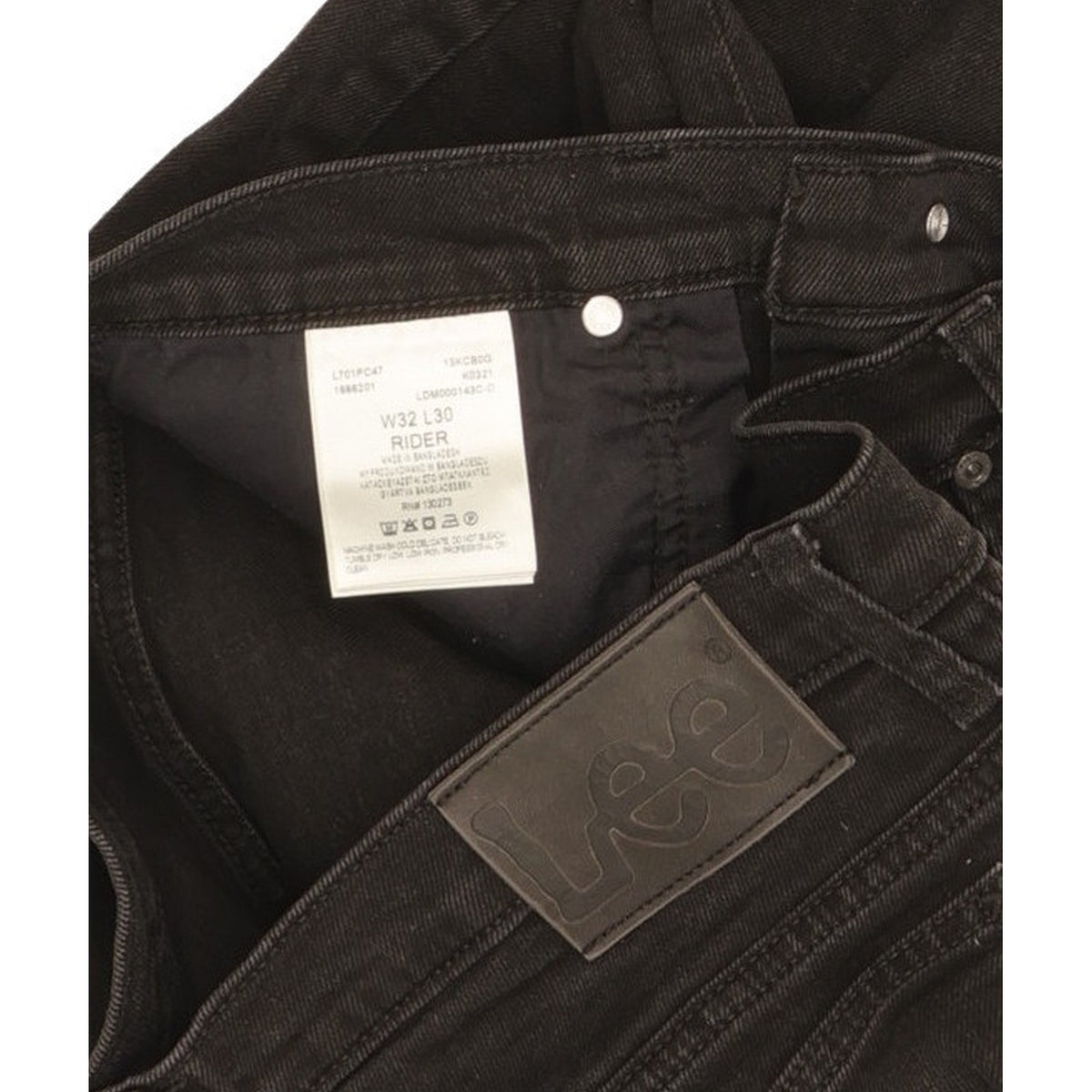 Lee Rider Men Black Straight Slim Stretch Jeans W32 L28