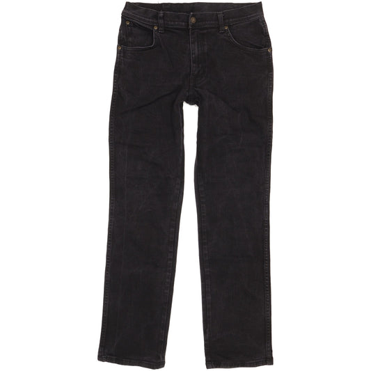 Wrangler Durable Quality Men Black Straight Regular Stretch Jeans W33 L31
