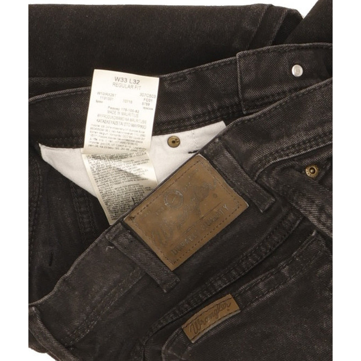 Wrangler Durable Quality Men Black Straight Regular Stretch Jeans W33 L31