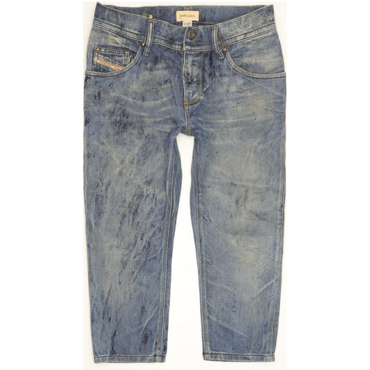 Diesel Roquest Women Blue Straight Regular Cropped Stretch Jeans W29 L30