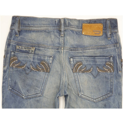 Diesel Roquest Women Blue Straight Regular Cropped Stretch Jeans W29 L30
